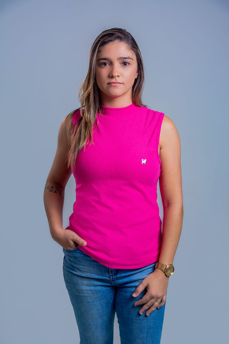 Blusa Canelada Gola Alta Fem.